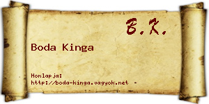 Boda Kinga névjegykártya